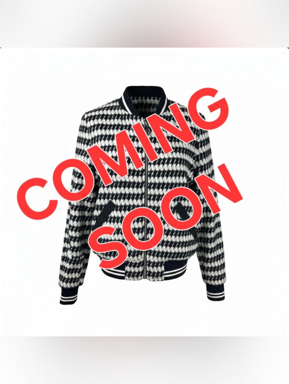 BCBGeneration Reversible Quilted Houndstooth Bomber Jacket NWT